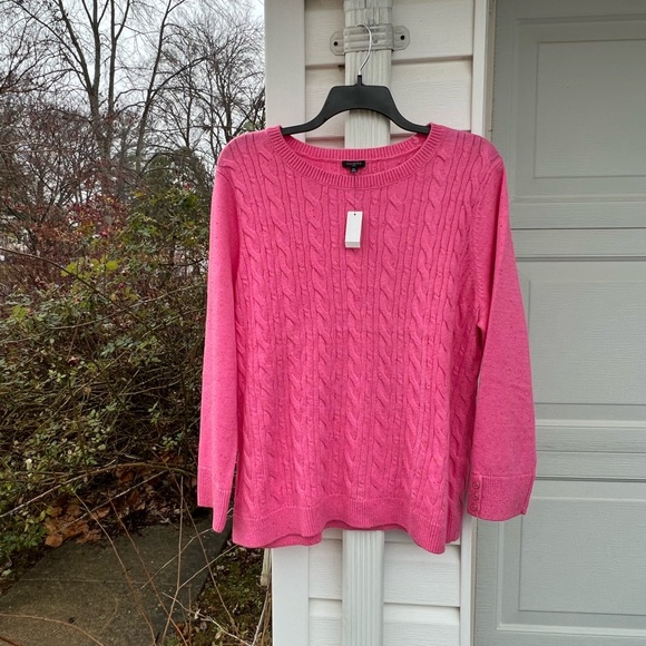NWT Talbots Pretty Pink Pastel Colored Flecks Cabled Sweater - Picture 7 of 7